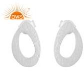 Oval Shape Designer White Rhodium Plated Stud Earring