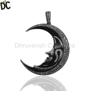 Pave Diamond Half Moon Pendant