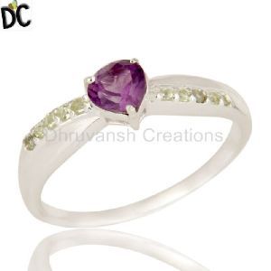 Peridot and Amethyst Gemstone Ring