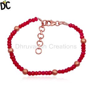 Pink Chalcedony Gemstone Beaded Bracelets