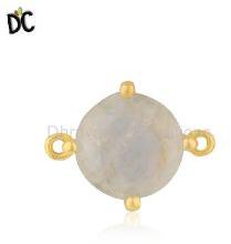 Rainbow Moonstone Gemstone Brass Connector