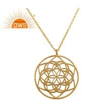 Round Chakra Design Gold Plated Silver Pendant