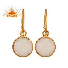 Round Design White Chalcedony Gemstone Earring