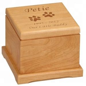 Wood Paw Prints Pet Cremation Urn