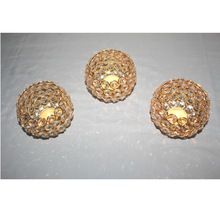 Golden Round Crystal Votive Candle Holder