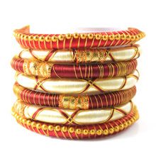 Goldtone Wrapped Silk Thread Bangles