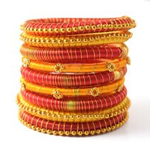 neon color Soft Silk Thread Bangles