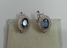 sterling Silver Sapphire Diamond Earring