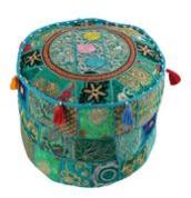 Embroidered Ottoman Floor Pouf Cover