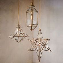 BRASS HANGING GLASS LANTERNS