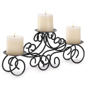 Tuscan Candle Holder Wrought Iron Wedding Centerpiece, Elegantly crafted from wrought iron scrolls B