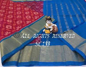 Handloom silk cotton saree with ikkat weaves all over