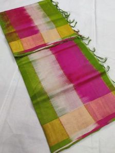 Mangalagiri pattu multi colour zari lines sarees