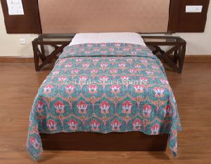 Cotton Ikat Print Kantha Quilt