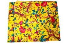 Kantha Quilt Bird Print Bedspread