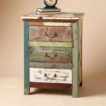 Reclaimed Colourful Three Drawer Side Table