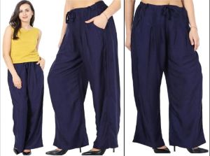 Rayon Navy Blue Palazzo Pants