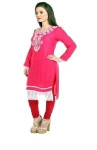 Rayon Pink Lakhnavi Kurtis