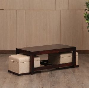 Twindeck Coffee Table With Two Storage Stool