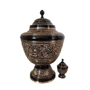 Gold Brass Midnight Ornate Urn