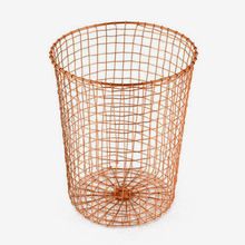 Metal Wire Waste Paper Bin Copper Plated