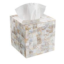 Mother of Pearl Square Tissue Box Holder