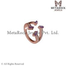 Amethyst Gemstone Baguettes Ring