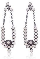 Bezel Moonstone Silver Dangle Earrings