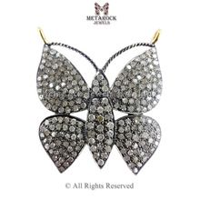 Butterfly Charm Silver Pave Diamond Pendant