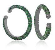 Chrome Diopside Gemstone Hoop Silver Earrings