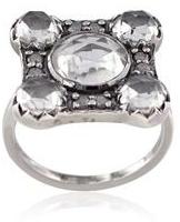 Crystal Gemstone Pave Diamond Silver Wedding Ring