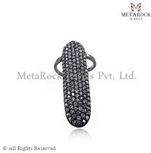 Diamond Pave Silver Full Finger Ring