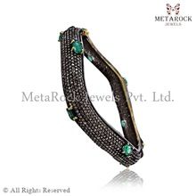 Emerald Gemstone Diamond Pave Bangle