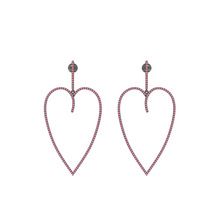 Heart Ruby Silver Earrings