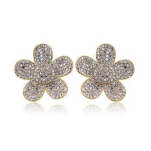 pave Diamond Floral Stud Earrings