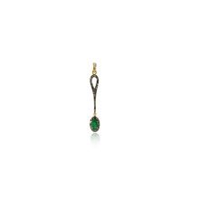 Pave Diamond Gemstone Emerald Pendant