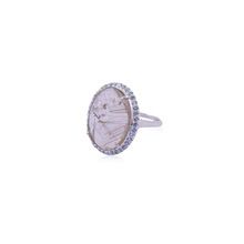 Pave Diamond Rutilated Quartz Silver Ring