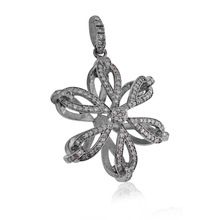 Pave Diamonds Flower Shaped Pendant