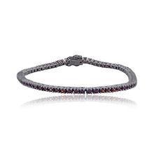 Silver Garnet Link Bracelet