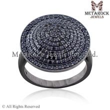 Silver Pave Black Diamond Ring