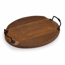 Black Iron Handle Wood Tray