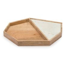 Wood Serving Platter With Marble Cheese Board
