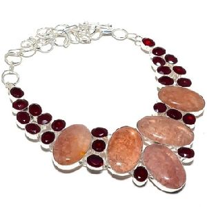 Garnet Sterling Silver Jewelry Necklace