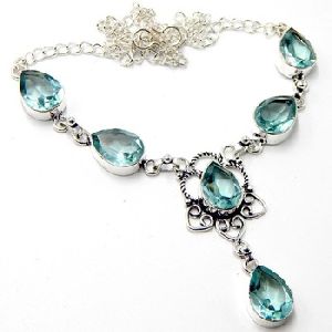 Silver Plated Handmade Gemstone Jewelry Necklace
