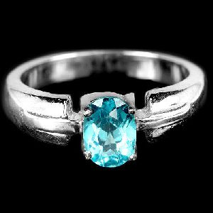 BLUE APATITE OVAL STERLING RING