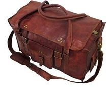 Genuine Leather Buckle Strap Duffle Bag