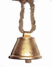 Aged golden look metal cow bell