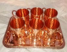 MUGS SET WITH COPPER SERVING TRAY