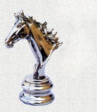 NICKLE FINISHED METAL HORSE FACE STATUE