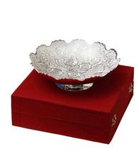Silver plated embossed brass serving bowl